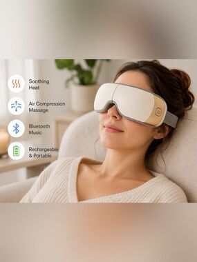Smart Eye Massager with Heat, Air Compression & Bluetooth Music | New in Box